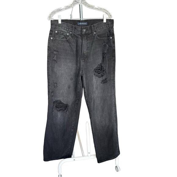 Aeropostale Baggy Distressed Charcoal Gray High Rise Jeans Sz 10 - Picture 1 of 11
